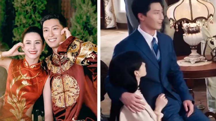 何超蓮與竇驍婚禮受注目（左圖），網友挖出新郎下面一大包的照片（右圖）。左圖翻攝何超蓮微博