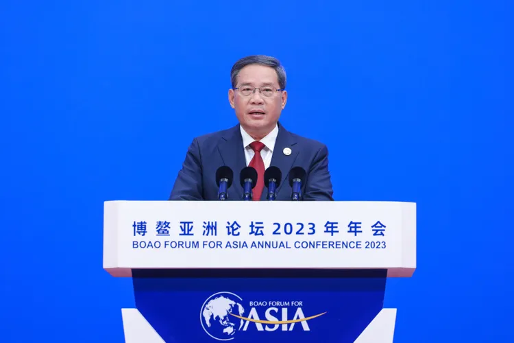 中國總理李強可能會晤日本外相林芳正，圖為李強3月30日出席博鰲亞洲論壇2023年年會開幕式。新華社