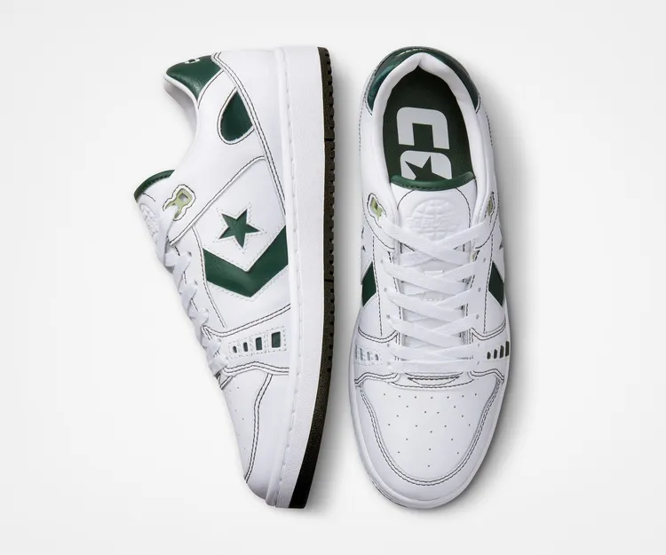 AS-1 Pro鞋身外腰橡膠襯裡搭配皮革鞋面，為滑板提供出色的耐穿性。品牌提供