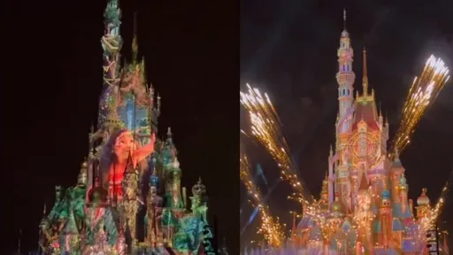 正妹嗨玩迪士尼！城堡煙火超夢幻「一生一定要看一次」