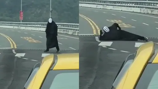 「無臉男」金崙大橋躺斑馬線 這下慘了!警方要開罰