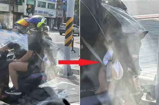 騎機車這樣揹嬰嚇壞眾人　網驚：物競天擇？小孩腳發黑了！