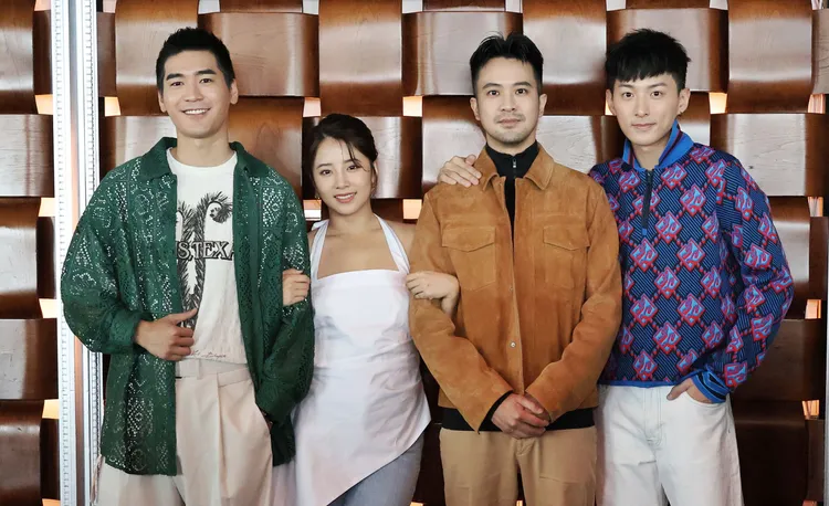 涂善存（左起）、王上菲、顏毓麟及鍾岳軒今為世新大學《惡靈世界》宣傳。莊宗達攝