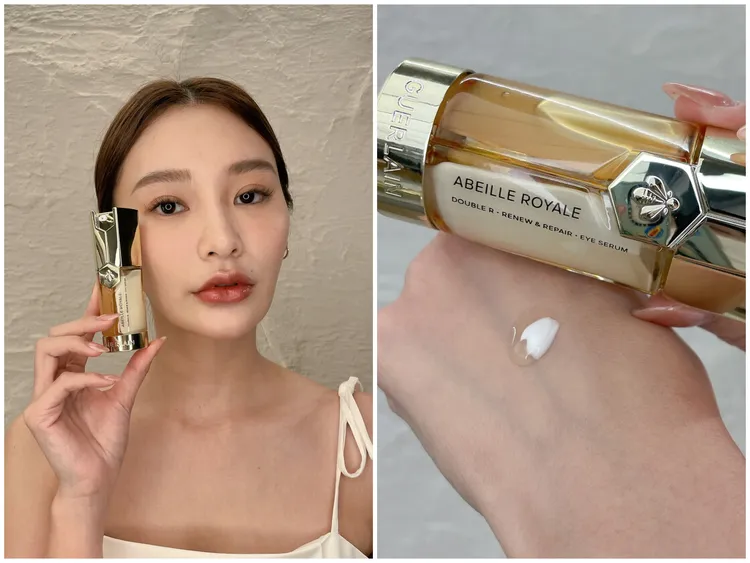 嬌蘭皇家蜂王乳雙導眼部精華擁有煥白亮眼蜜精華，以及緊提淡紋乳精華。張家玲攝