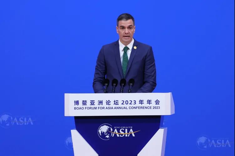 桑傑士周四（3/30）參加博鰲亞洲論壇2023年年會。路透社