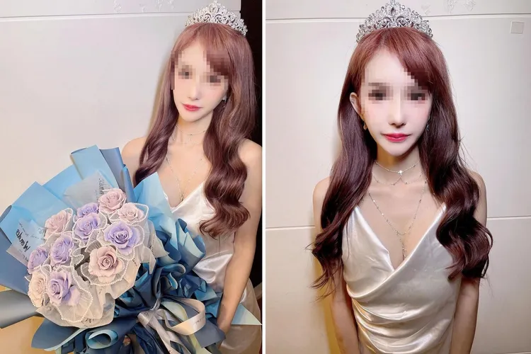 陳女擔任美妝小模的照片被網友神出。翻攝自美妝師IG