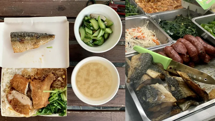 奈良美智入境隨俗到自助餐夾菜、喝台式味噌。翻攝奈良美智推特