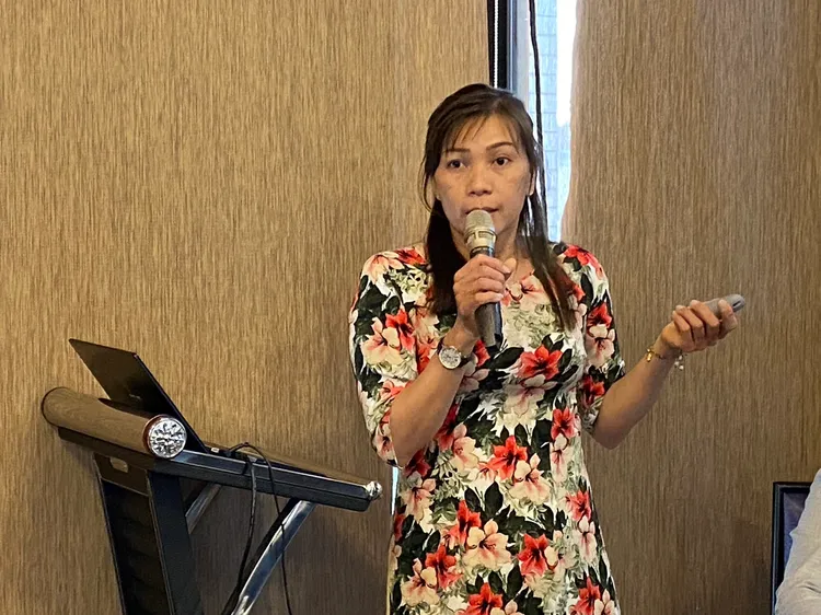 新住民范紅豔分享多元文化講師培力及經驗。移民署提供