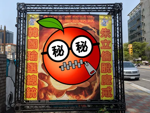 朱立倫不要看！韓粉製超狂巨型看板要「他」選總統　還放在國民黨部外