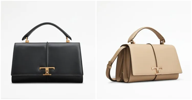 T Timeless黑色翻蓋包NT88,700(圖左)、T Timeless裸色翻蓋包NT88,700(圖右)