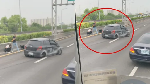 收假日國1車禍輪胎噴飛！「露腰長髮妹」蹲地摀面　警酒測後他慘了