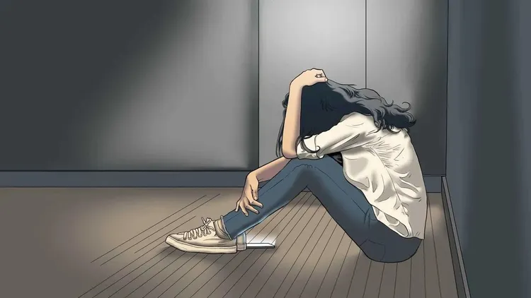 被害人遭堂兄性侵後感到害怕，但不敢告訴家人。示意圖