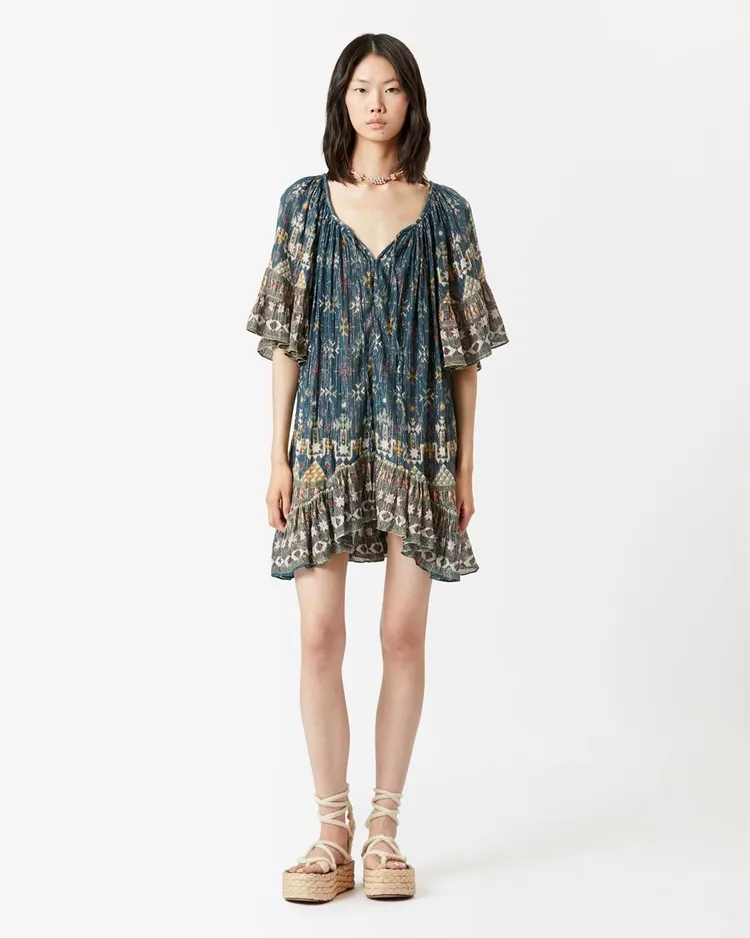 Loane印花金銀絲洋裝，2萬2800元。品牌提供