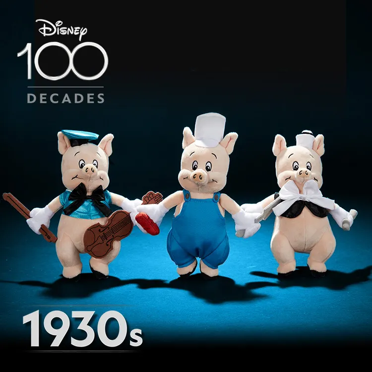 迪士尼100周年-1930s系列《三隻小豬》絨毛玩偶套組。業者提供