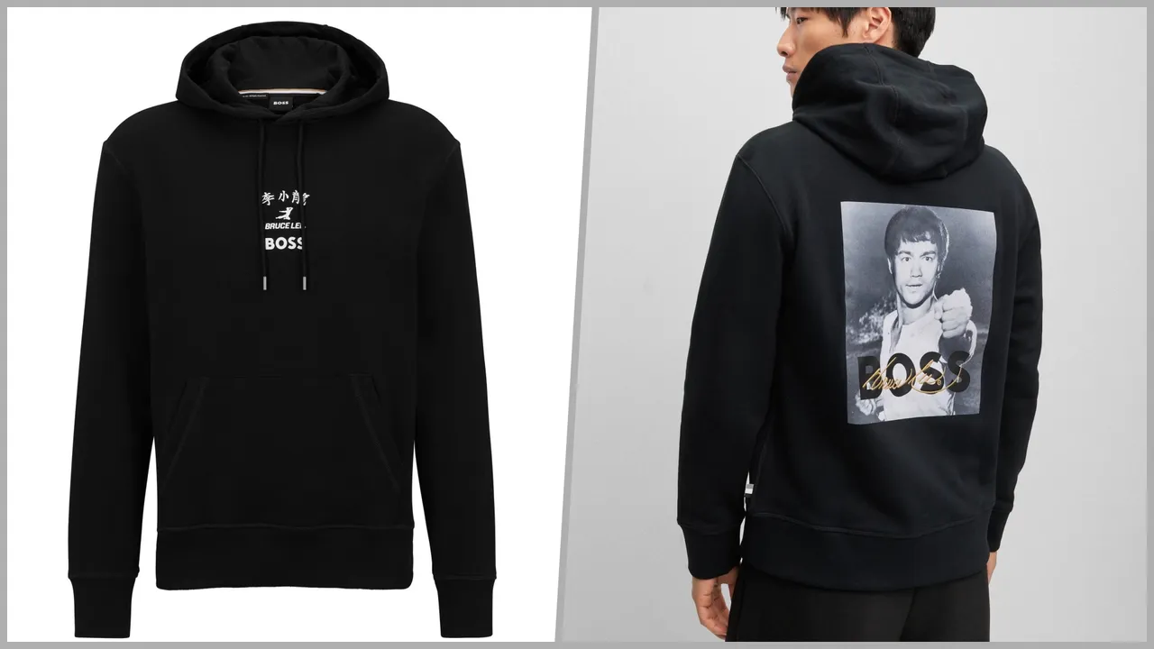 BOSS x Bruce Lee黑色連帽運動衫,台北101專門店獨家販售,7900元。品牌提供
