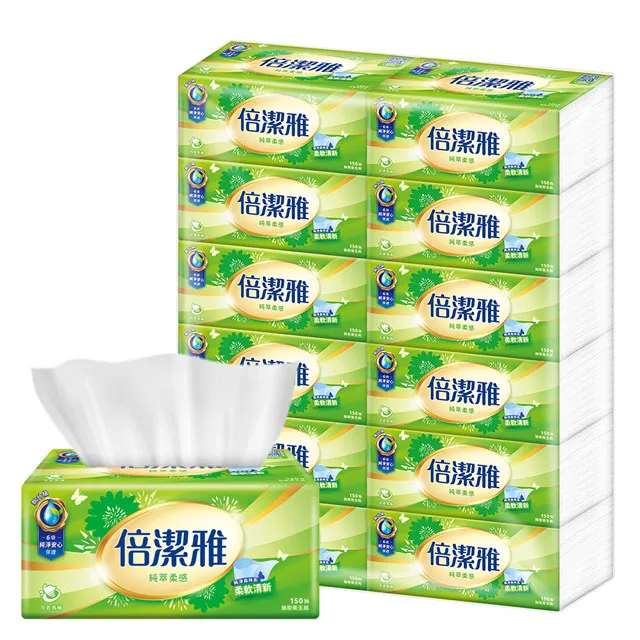 倍潔雅純萃柔感抽取式衛生紙(150抽x60包_箱)，即日起至4/15特價689元。業者提供