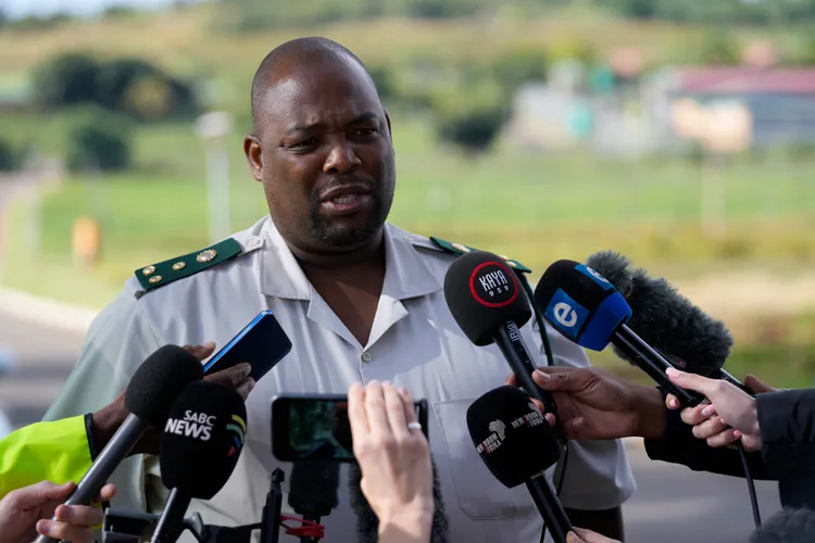 南非矯正署官員3月31日向媒體說明。美聯社