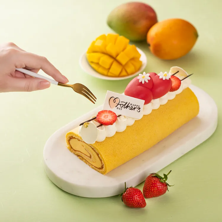 「百芒中的守護」芒果百香果香草海綿蛋糕。業者提供