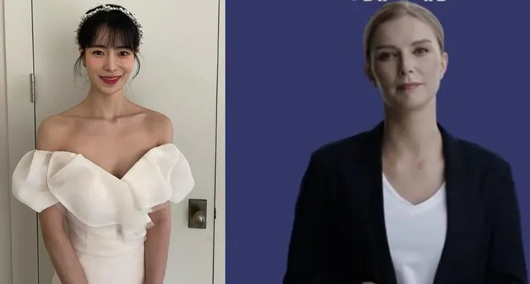 「科威特新聞」推出AI主播費哈（右，翻攝twitter/Kuwait News），有網友認為還不夠自然。左圖為飾演韓劇《黑暗榮耀》朴涎鎮主播的韓星林知衍。翻攝林知衍IG