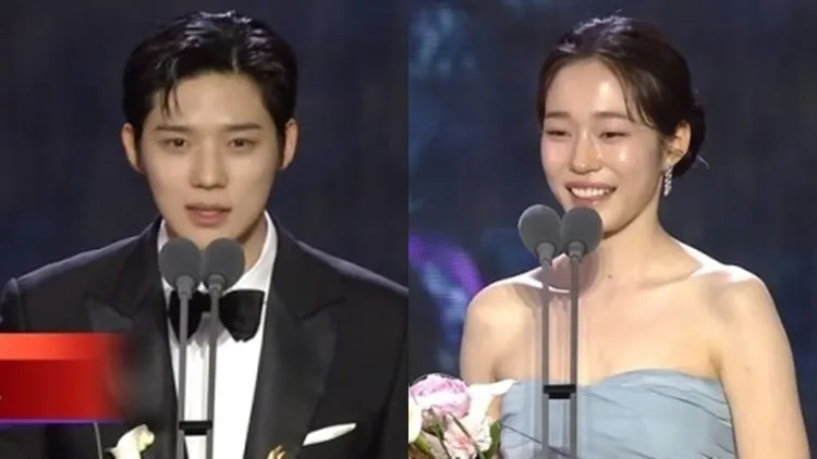 《王后傘下》文相敏（左圖）、《浪漫速成班》盧允瑞獲得最佳男女新人獎。翻攝TiKToK