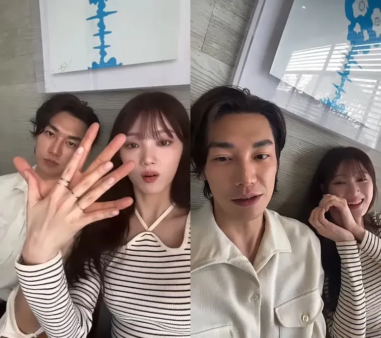 李聖經、金英光昨訪問完後分別開直播，比起手掌大小，互動充滿粉紅泡泡。翻攝李聖經、金英光IG