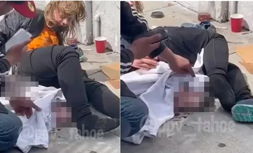 傻眼！女子路旁吸毒突然脫褲　生了孩子當了媽媽