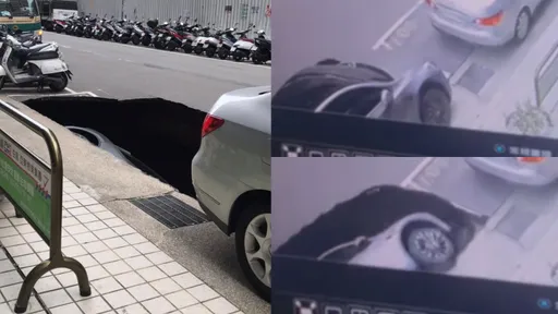 天坑「1秒吞掉特斯拉」驚悚影片曝光 目擊者:轟隆一聲車就沒了