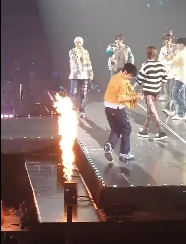 幸好尹材赫反應迅速，才沒有造成嚴重燒傷。翻攝元氣桃浦選手微博