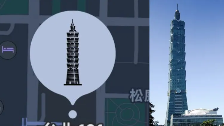 有網友發現，從蘋果地圖搜尋此地，跳出的圖示，大樓竟「少了一截」。翻攝PTT