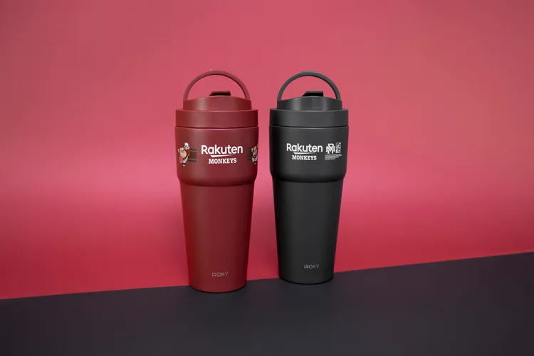 WOKY x 樂天桃猿渾圓杯聯名款「勇敢猿氣-深紅」、「榮耀桃猿-灰墨」。業者提供