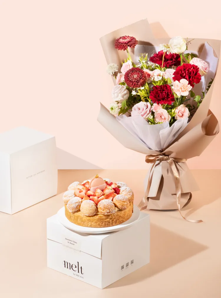 「愛戀泡芙鮮花禮盒」。Melt by MICASA提供