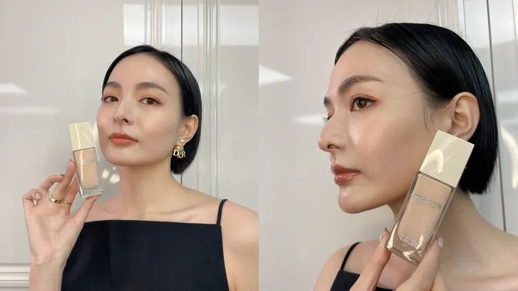 Model示範超完美持久柔光飾底乳。張家玲攝