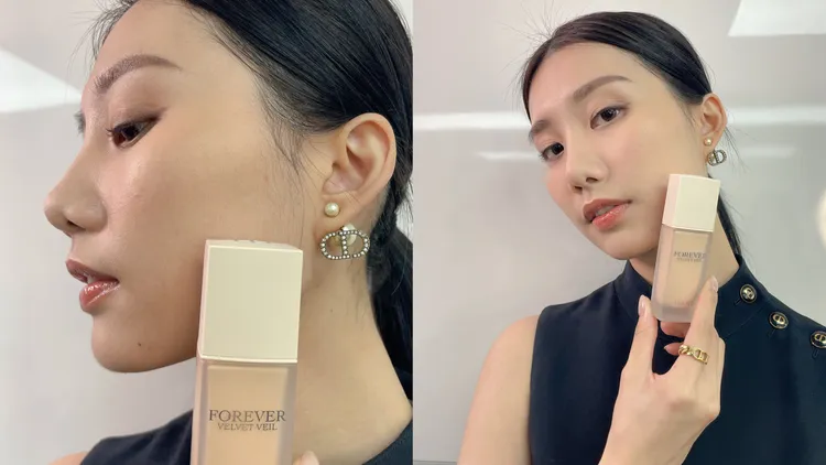 Model示範超完美持久柔霧飾底乳。張家玲攝