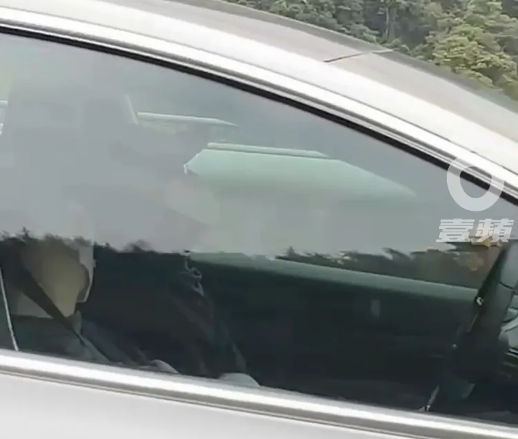 發文者說，特斯拉車內乘客不知是否在測試特斯拉的自動駕駛功能、閉目養神。翻攝自臉書「爆料公社」