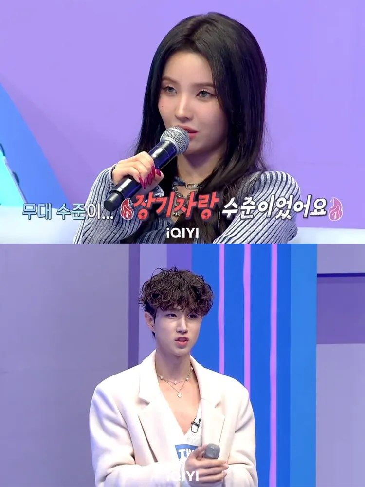 田小娟（上圖）看不下去參賽者文材榮一直辯解，直接點出他的演出像「才藝表演」。愛奇藝國際站提供