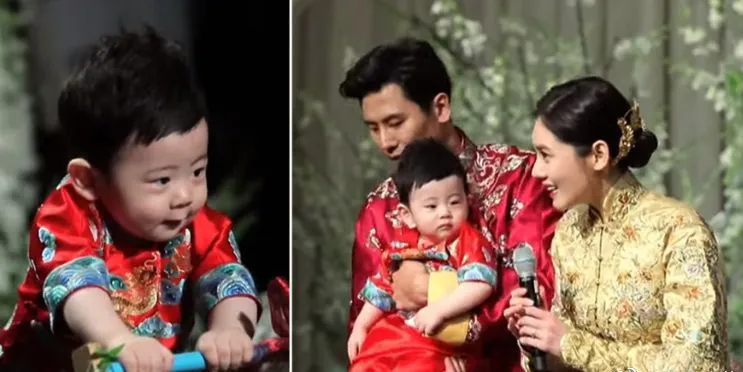 秋瓷炫當年與于曉光陪兒子抓周。翻攝圈內
