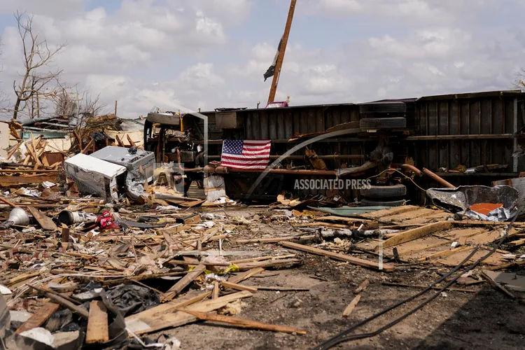 密西西比州一處遭龍捲風肆虐的地區。美聯社