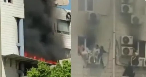 跳窗影片曝光！北京醫院大火　71人急撤21病患死亡