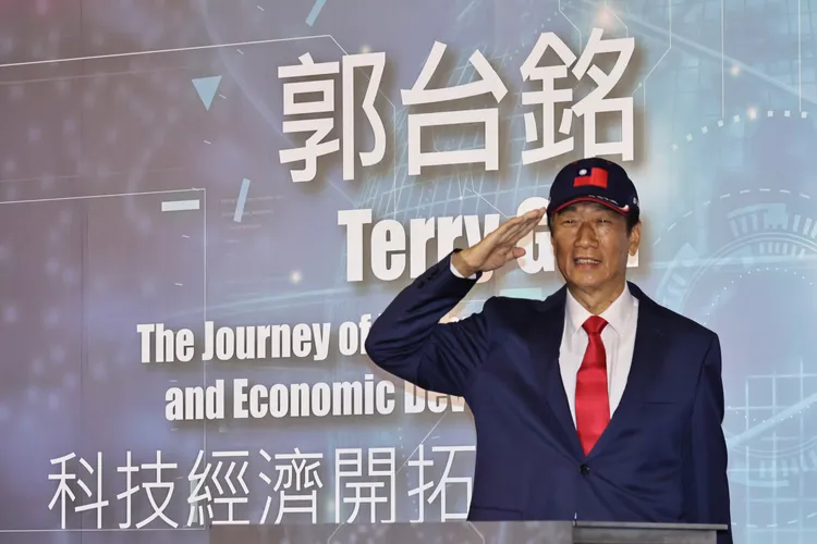 郭台銘科技經濟開拓之旅記者會，宣布投入國民黨2024總統初選。施昂強攝

