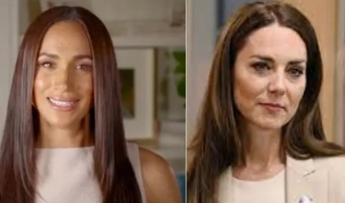 梅根馬可（左，翻攝TED）新造型神似凱特王妃（右，資料照片）。