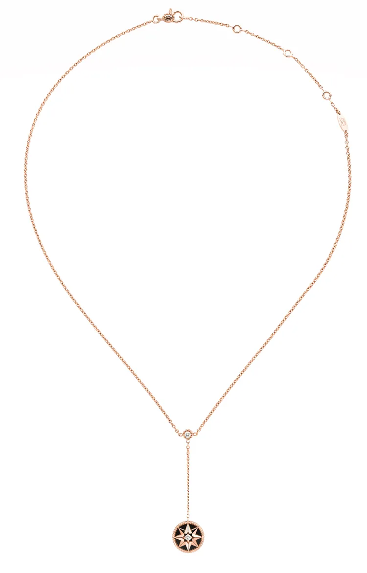 Rose des Vents玫瑰金黑瑪瑙Y型項鍊，9萬9000元。品牌提供