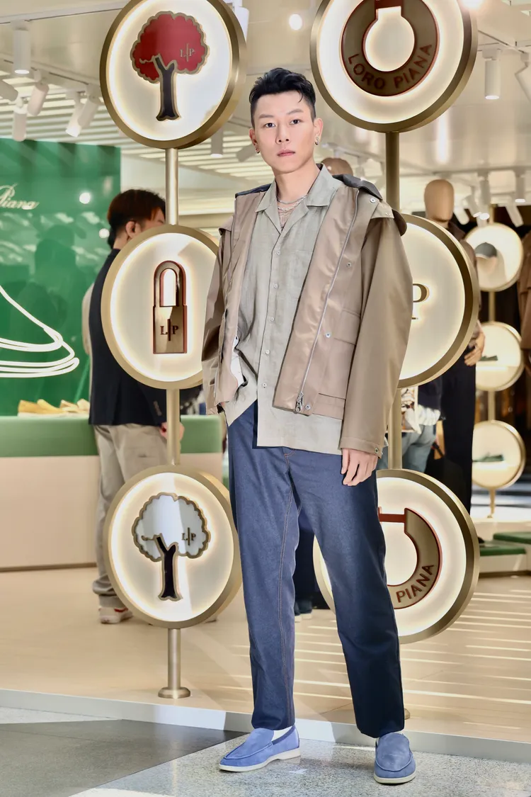 嘻哈男神瘦子以一襲清爽Loro Piana新裝造型現身。林林攝