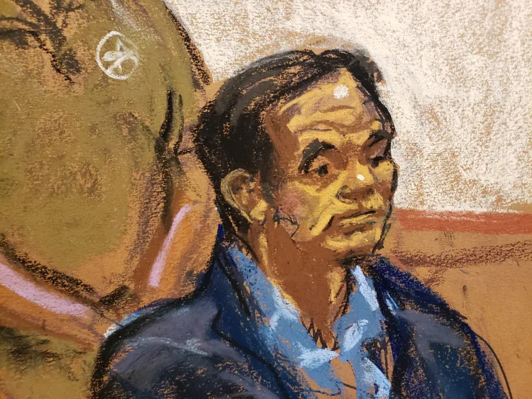 盧建旺出庭的畫像。路透社