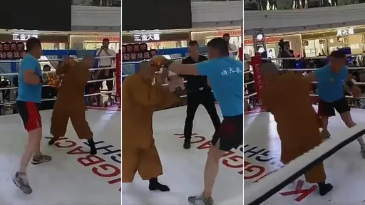 少林武僧打擂台竟被業餘拳手「虐菜」 影片曝光!網譏:丟光少林寺臉面
