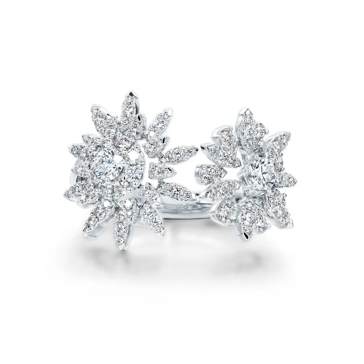 Aerial Double Sunburst 18K白金鑽石戒指，20萬6000元。品牌提供