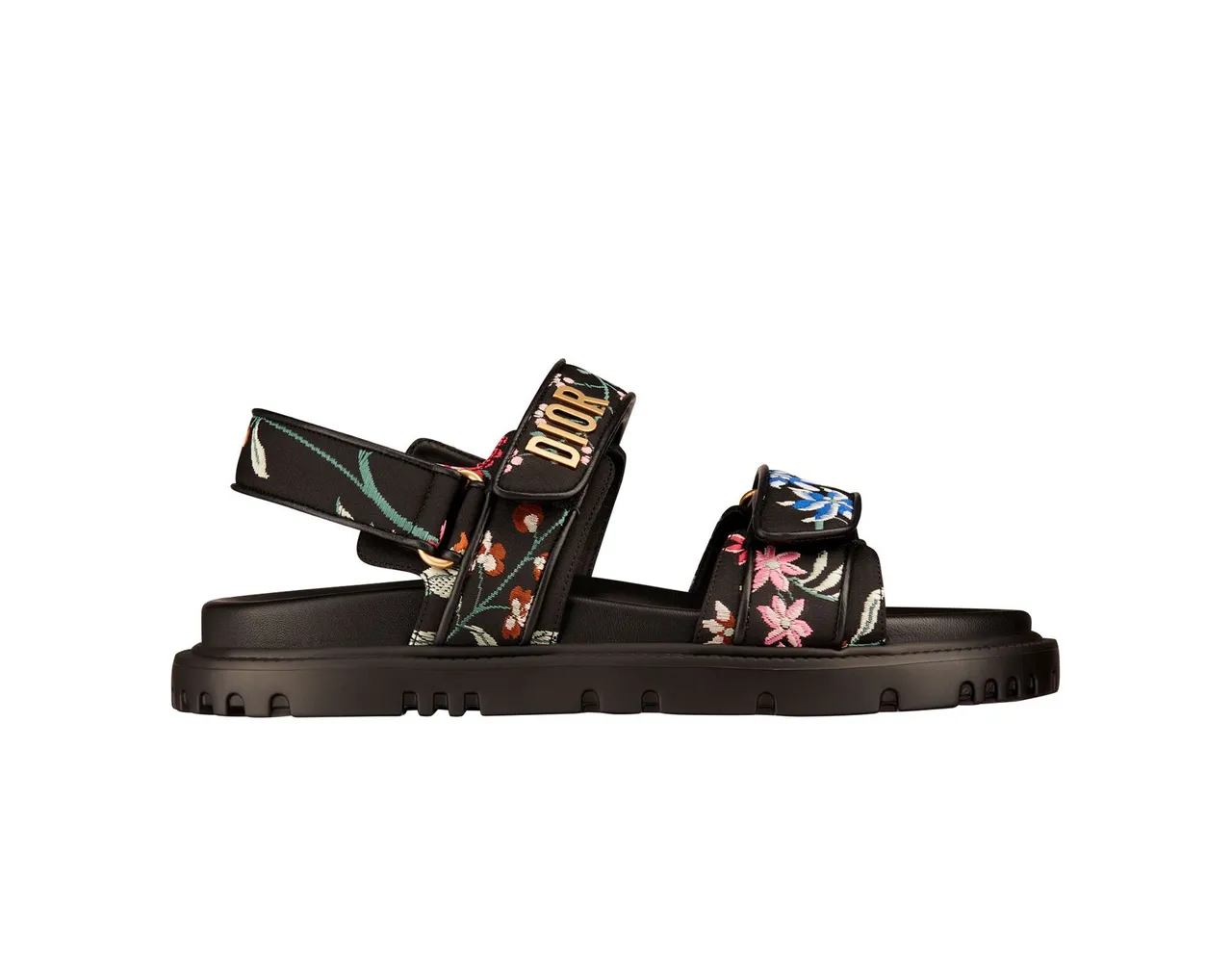 花朵圖案黑色科技布料涼鞋,4萬1000元。品牌提供