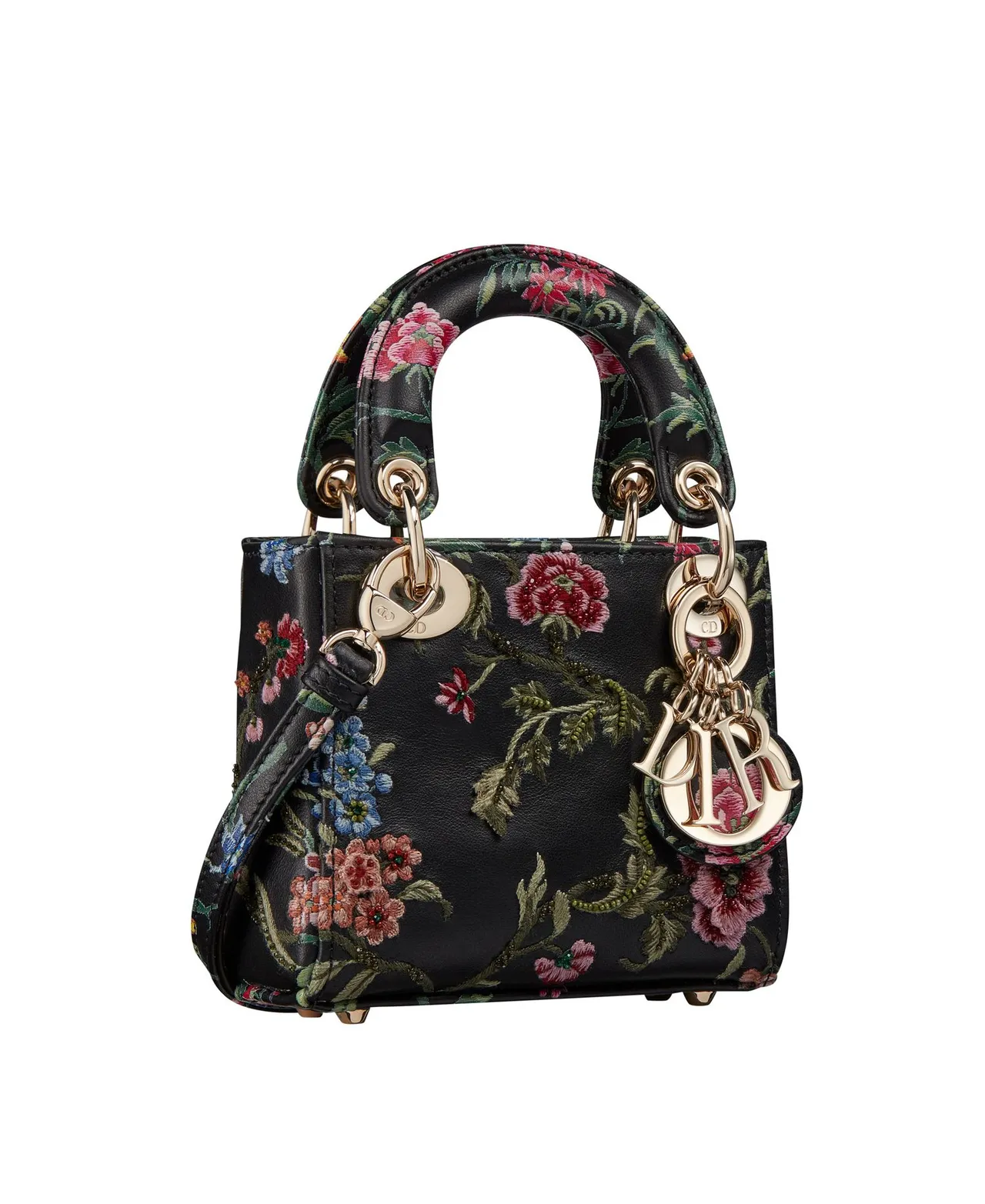 黑色D-Fflower刺繡微型Lady Dior提包,18萬5000元。品牌提供