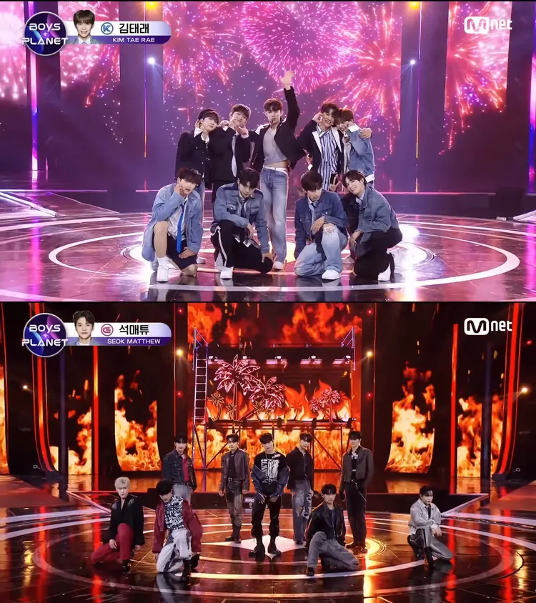 18名練習生在直播上表演《Jelly Pop》（上圖）和《Hot Summer》。翻攝Mnet