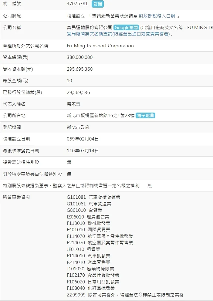 富民運輸相關登記