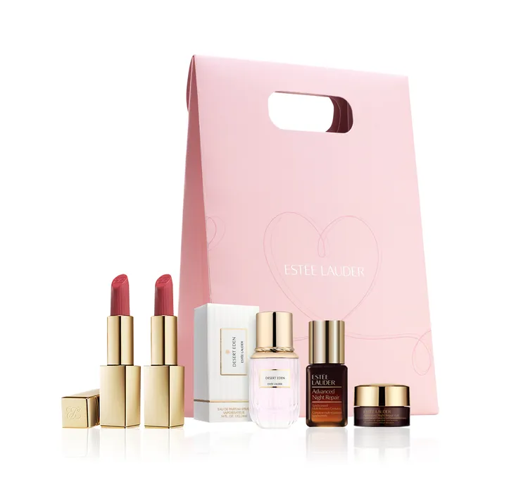 5月15日至21日購買任2支絕美奢潤精萃唇膏，即贈4ml雋永工藝探索香氛精巧瓶、7ml特潤超導全方位修護露 、3ml特潤全能修護亮眼霜。品牌提供